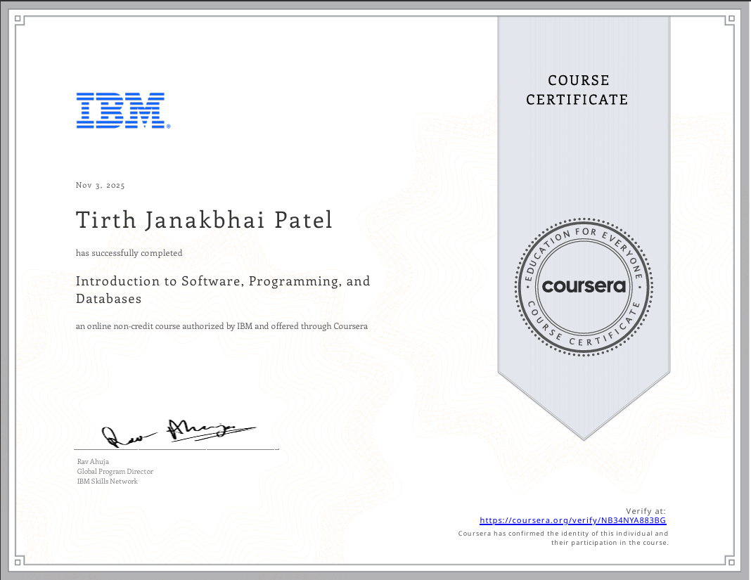 Intro to Software, Programming, and Databases